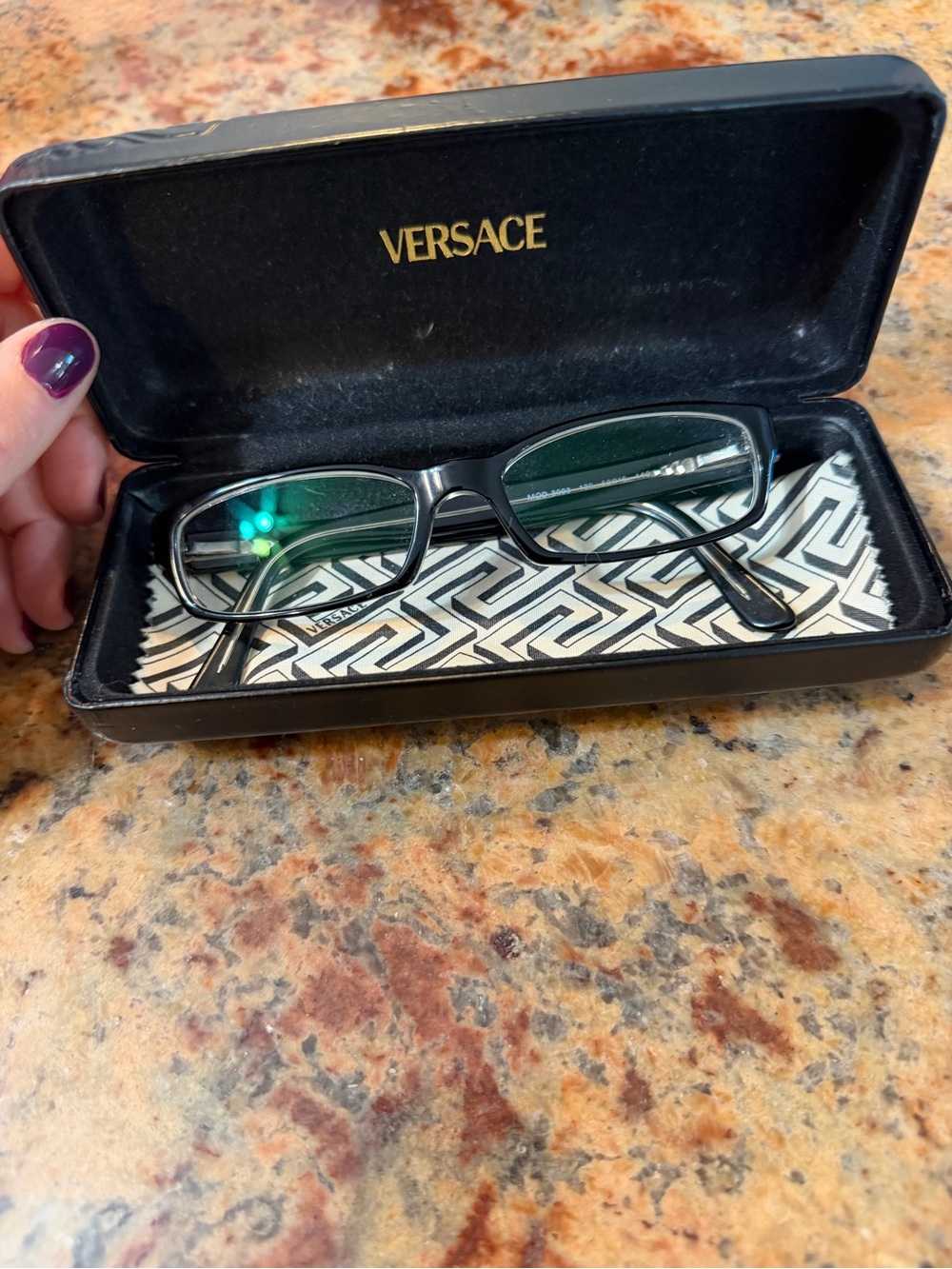 Versace Black Rectangular Prescription Glasses